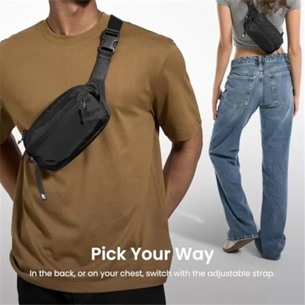 Water Resistant Sling Bag RFID Chest Bag Crossbody Waist Pack Travel Daily Use